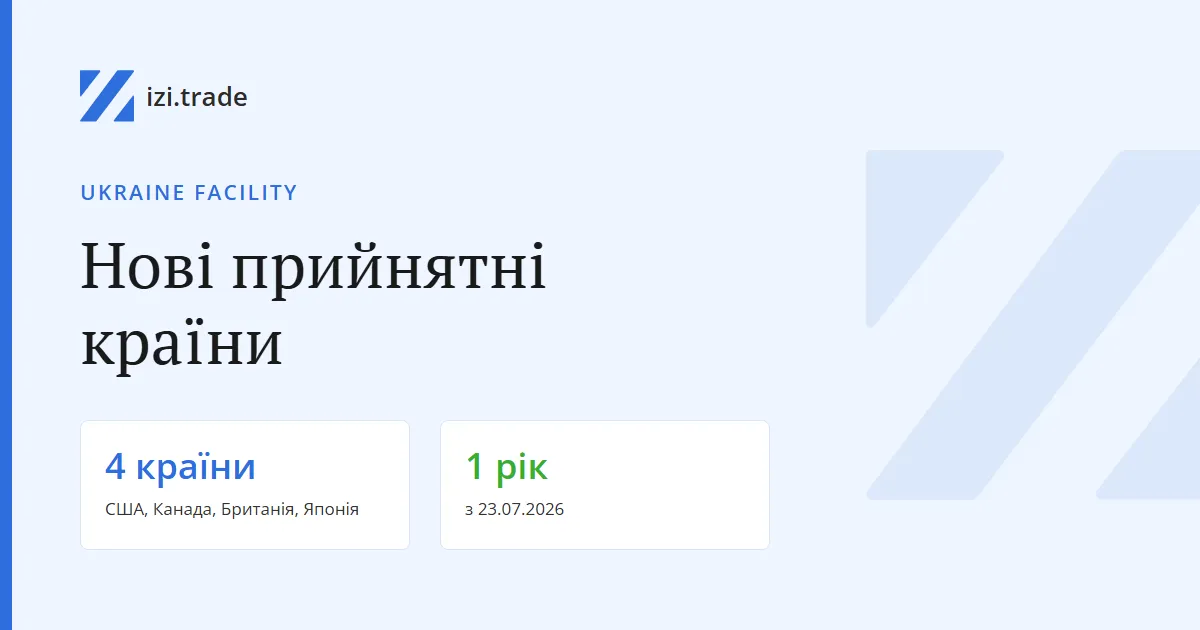 Ukraine Facility: США, Канада, Велика Британія та Японія — нові прийнятні країни з 23.07.2026